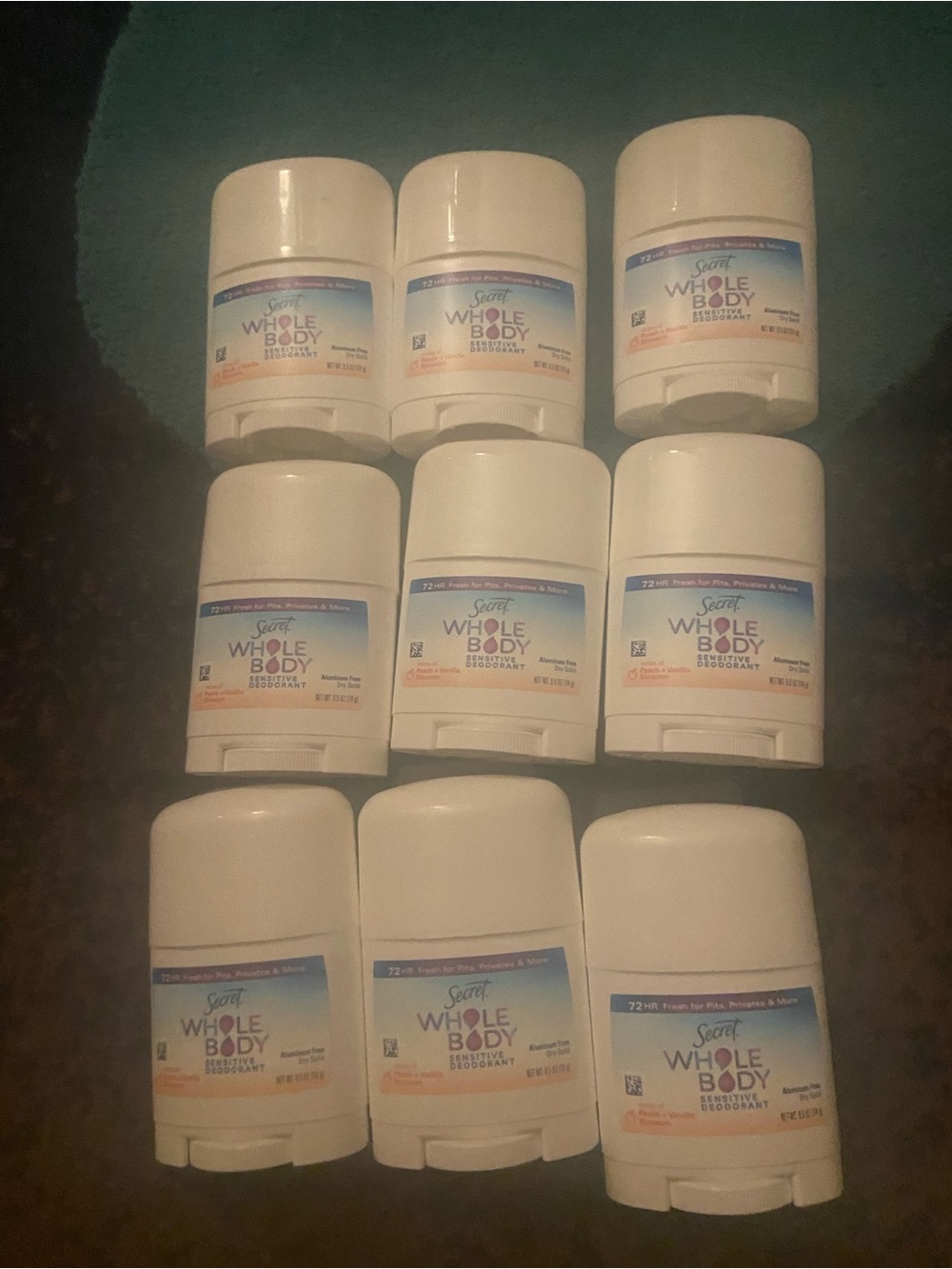 Secret Whole Body Deodorant Stick for Women, Travel Size, Peach & Vanilla B 9pk